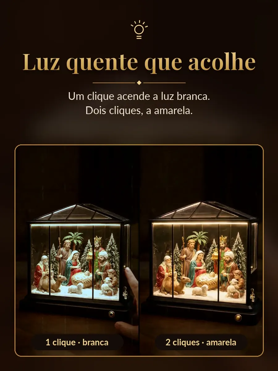 Presépio aceso na mesa da ceia