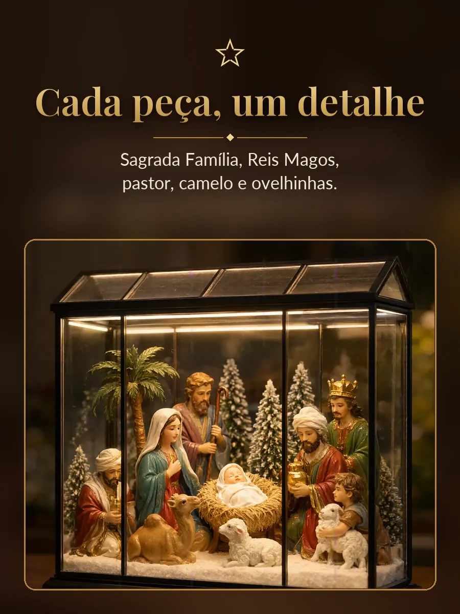 Luz branca e luz amarela do presépio